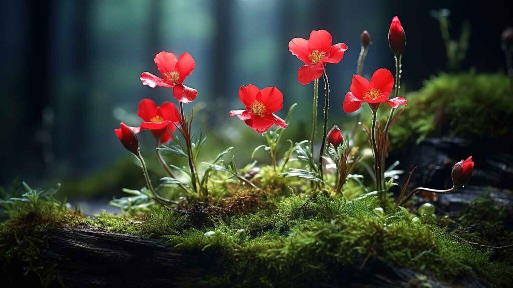 Bunch of beautiful red flowers in nature image
