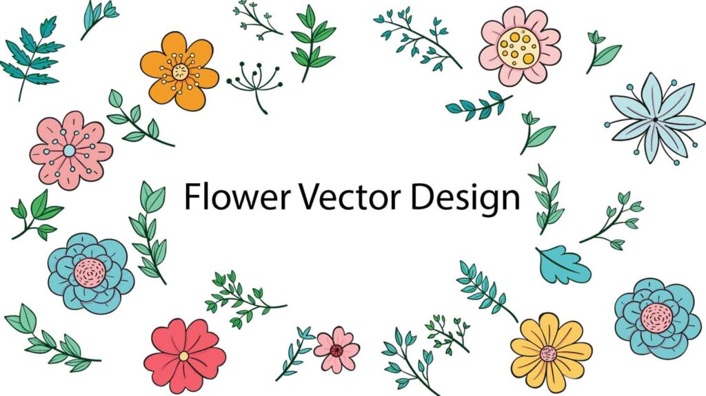 Flower vector design in background and a text in middle written Flower Vector Design