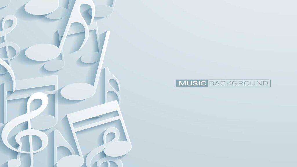 Music Notes on a soft blue background with a Music Background text on the right side