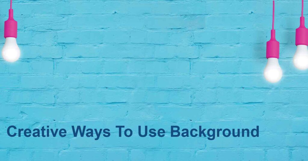Blue brick wall background with light bulb text in the middle written creative ways to use background