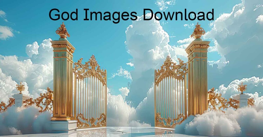 A gold opened gate in the sky