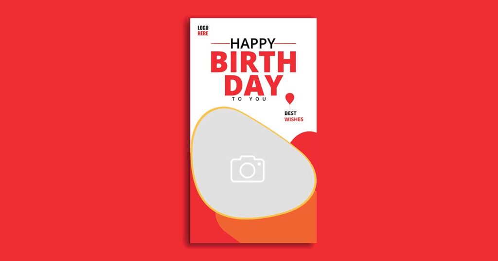 Red theme happy birthday Instagram story template