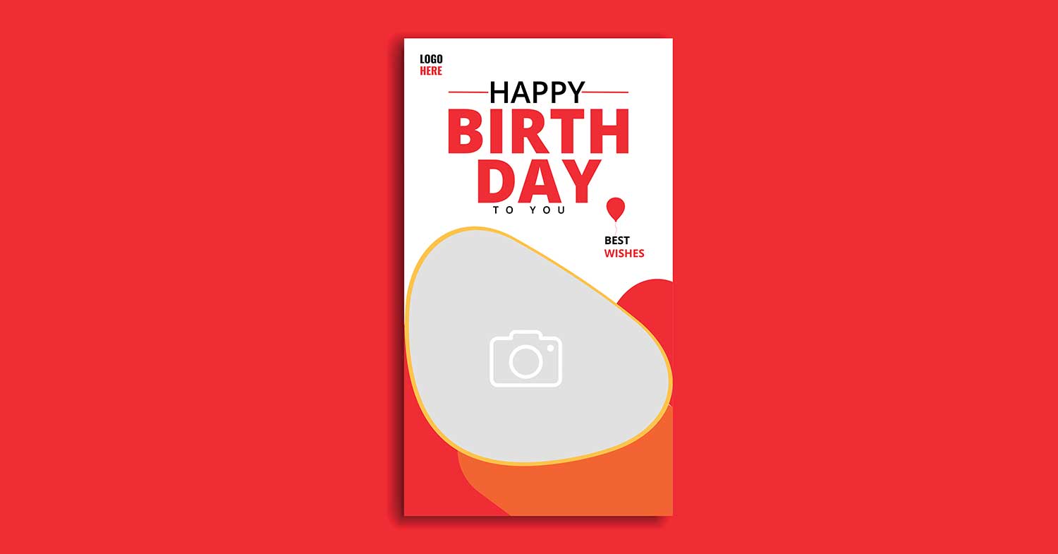 Red theme happy birthday Instagram story template