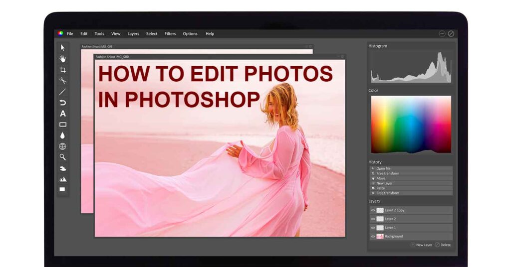 Photoshop interface with a women in picture