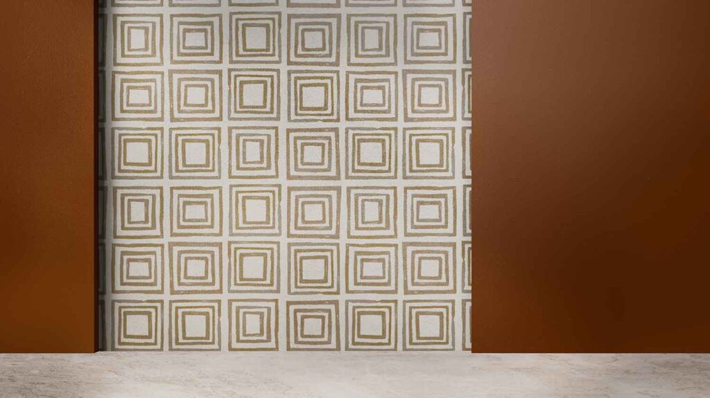 royal geometric pattern hall wall design