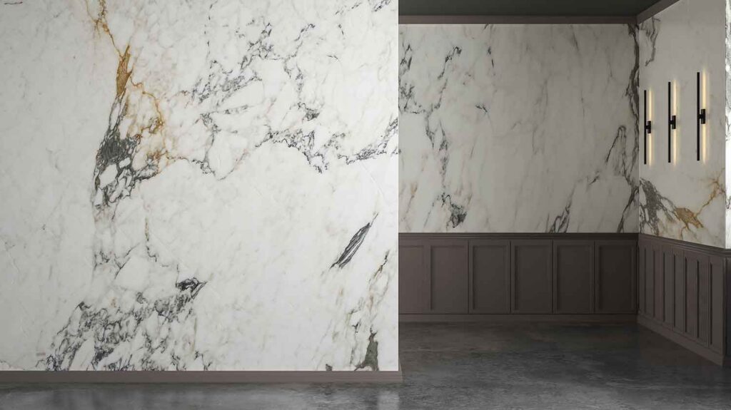 Marble finish texture design on hall wall