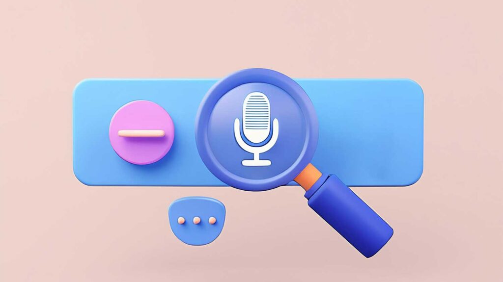 Magnifying glass searching for ringtone on a blue bar