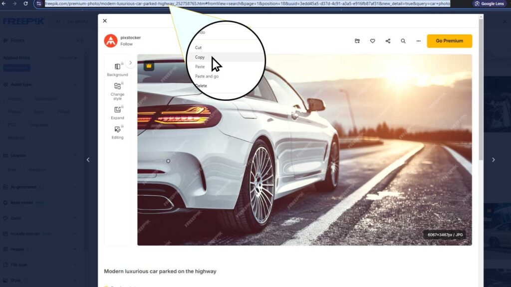 downloading car photo from freepik