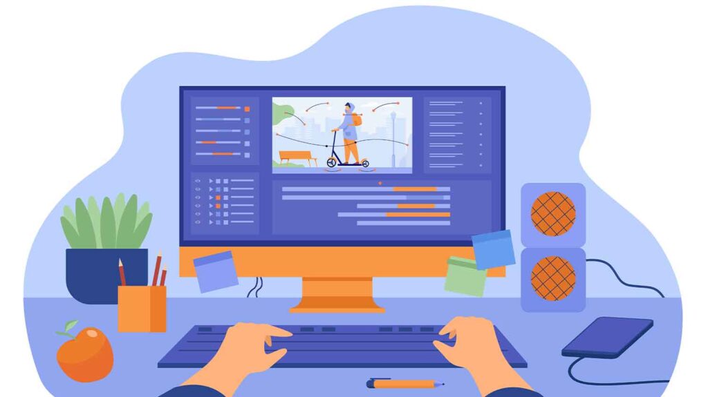 motion graphic with laptop illustration 