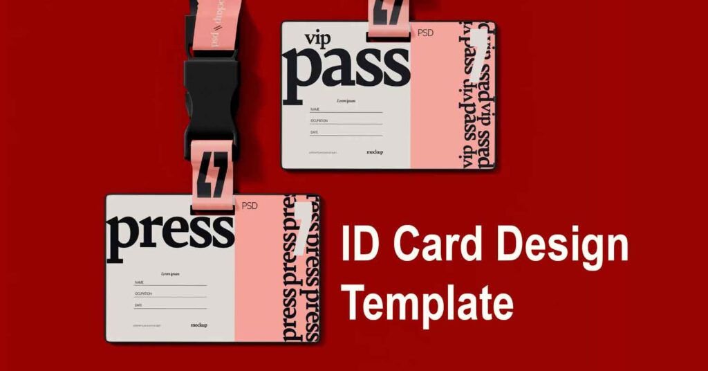 id card design template with red background