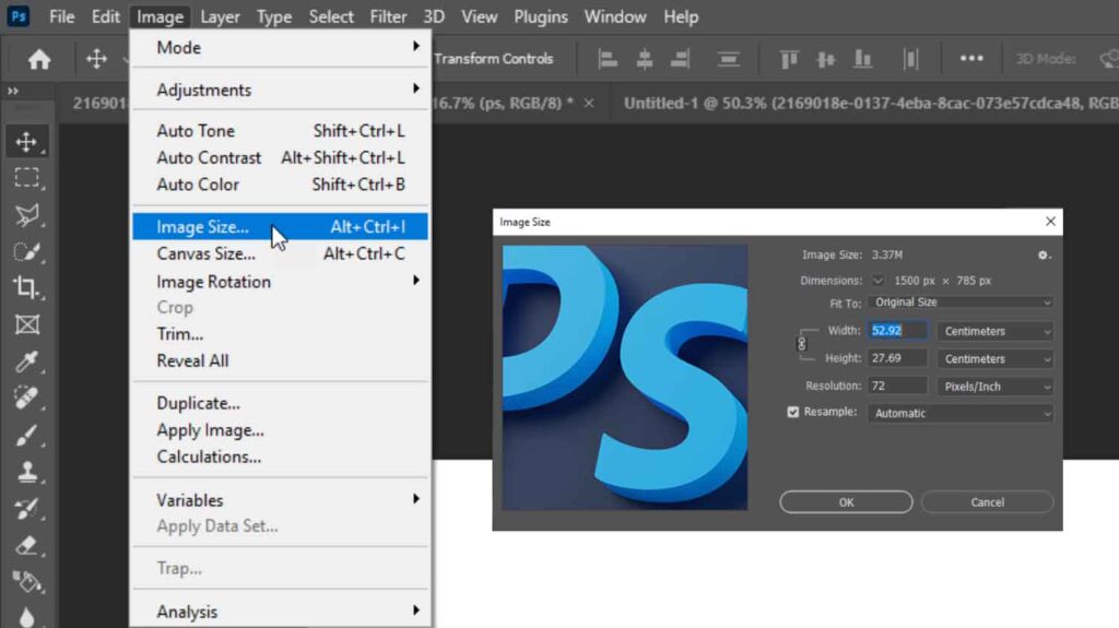 resize image in photoshop