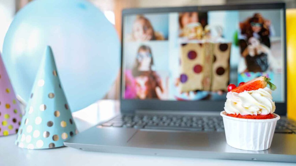 birthday template on laptop