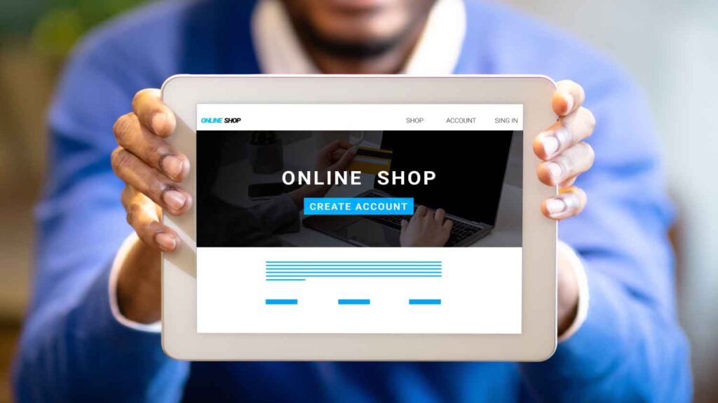 online shop on tablet