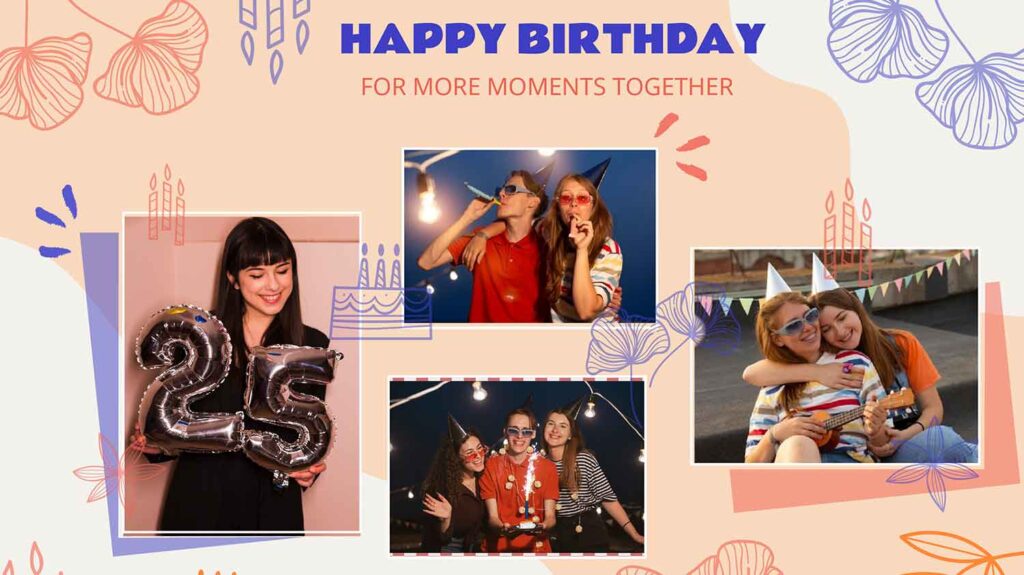 a 25 years old girl birthday collage with his friends