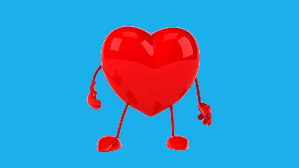 3D Heart Images Cartoon Style on blue background