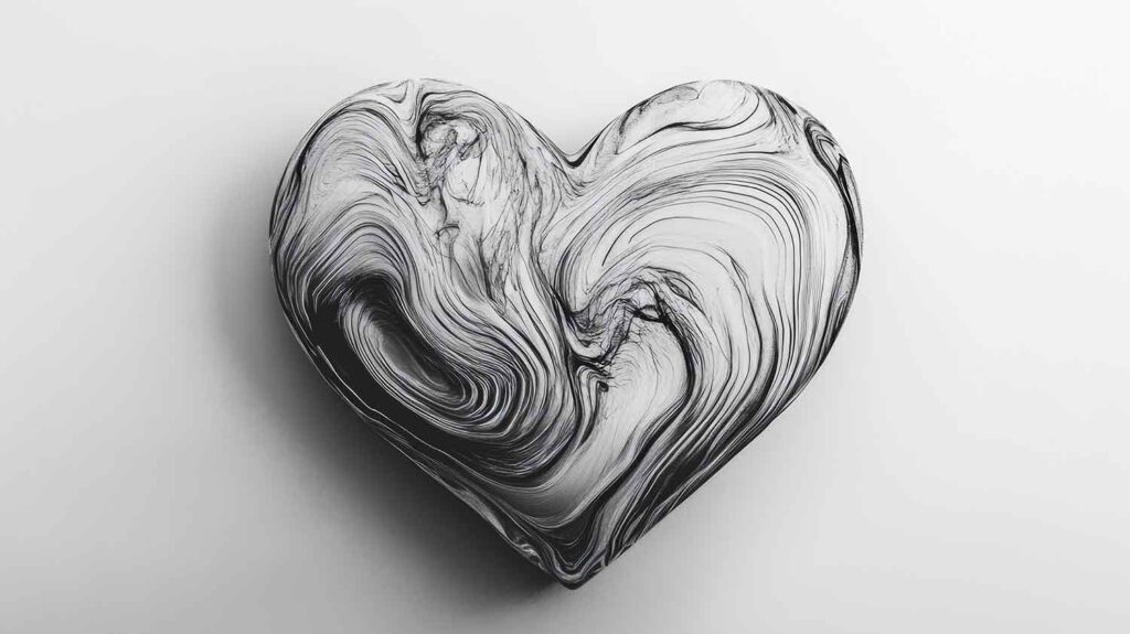 3D Heart Images Drawing on a gray background