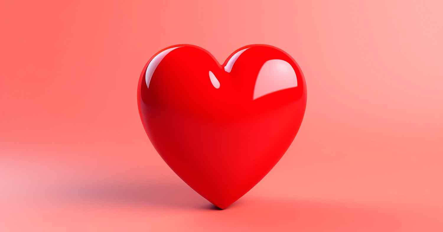 3d red heart image on pink background