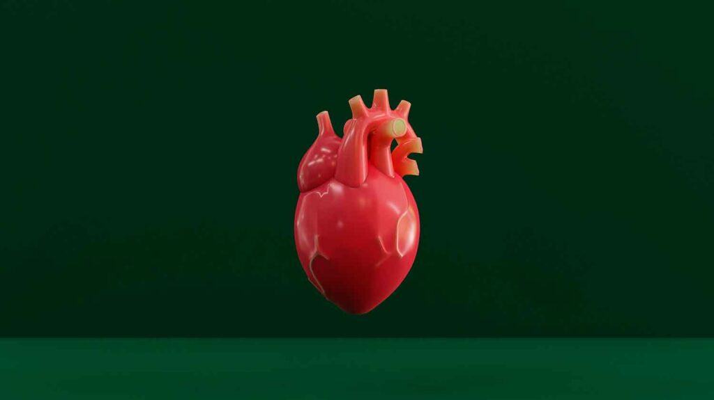 3d realistic heart image on green background
