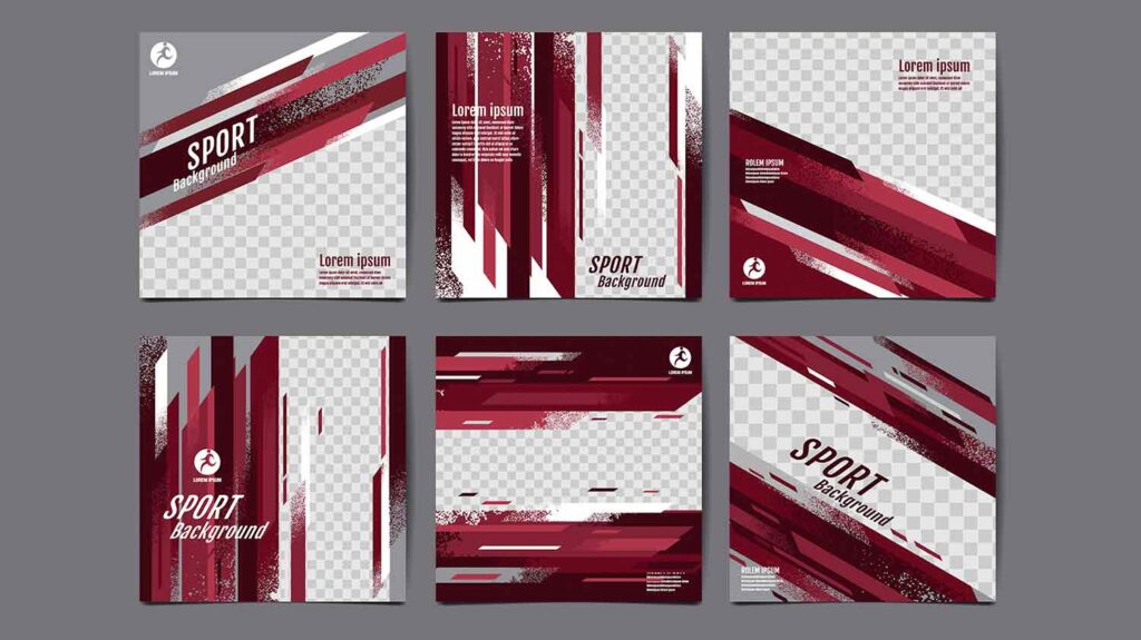 6 sport graphic template in psd